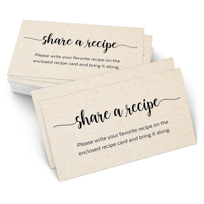 321Done Recipe Request Insert Card (Set of 50) 3.5x2 Rustic Kraft - Small Share a Recipe Card for Bridal Shower, Invitation Insert, Printed on Heavy Cardstock, Matching Recipe Cards - Made in USA - Image 1